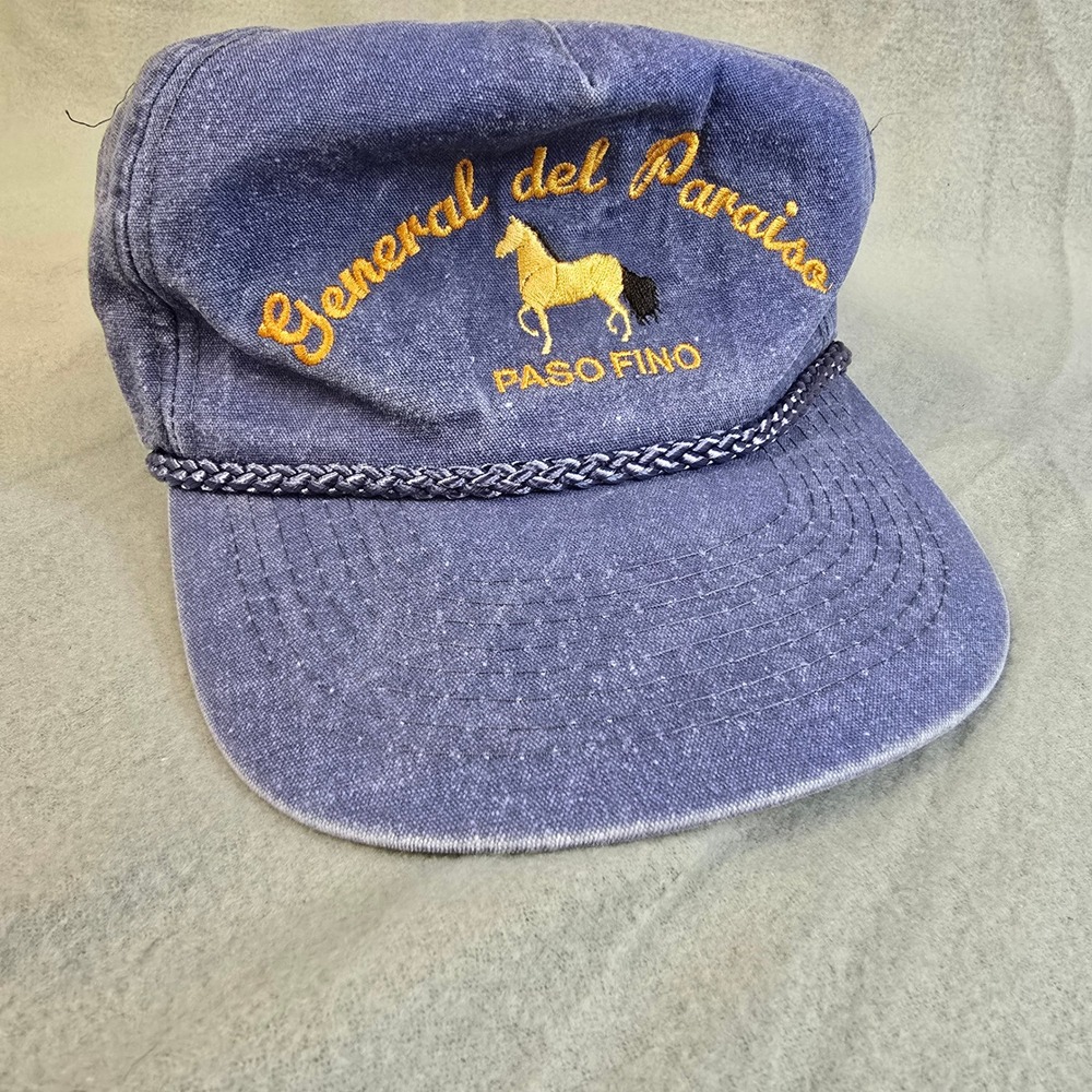 Vintage Paso Fino Horse Hat General del Paraiso Blue Snapback Cap Equestrian